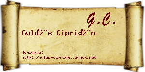 Gulás Ciprián névjegykártya